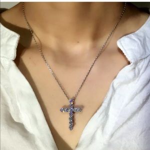 New Cross 925 Silver Women White Sapphire necklace